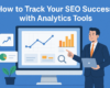 Business professional presenting SEO analytics on a computer screen with charts, graphs, and performance metrics, symbolizing tracking SEO success with analytics tools."
